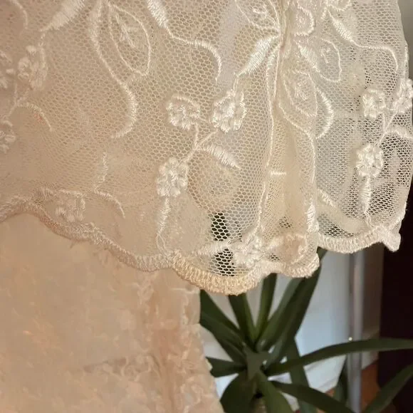 Vintage Jessica McClintock Cream Lace Top – Romantic Cottagecore Coquette Blouse - Picture 7 of 8